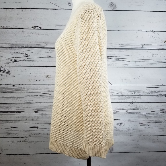 Ann Taylor Petite cream ivory open knit sweater - Picture 6 of 9